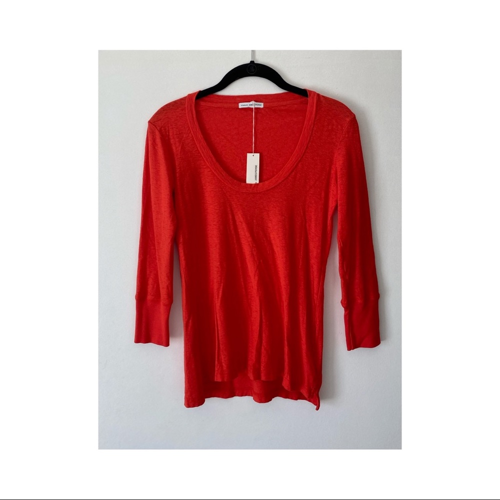 James Perse red 3/4 sleeve is tshirt size 0
